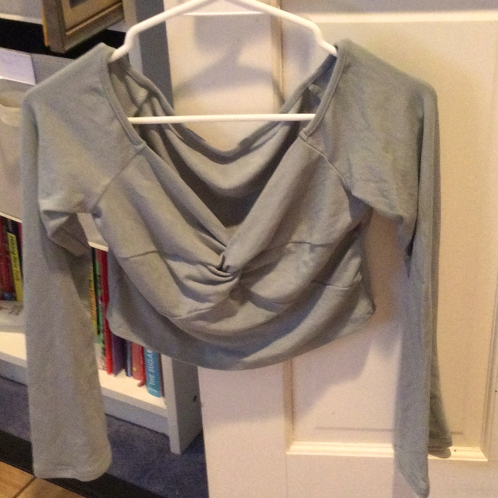 Cider green twist front crop top, small.
